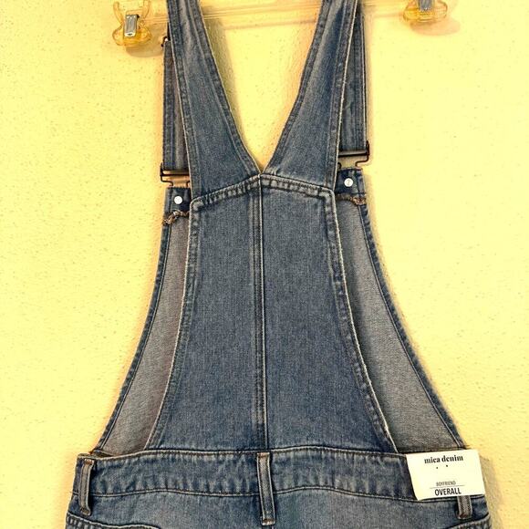 Mica Denim Boyfriend Overalls Medium Wash Distressed Skinny Leg Size Small - Picture 7 of 14